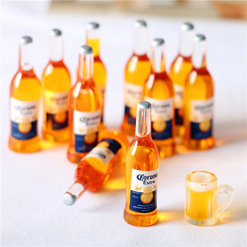 10Pcs 1/6 Dollhouse Miniature Resin Bottle Simulation Wine Bottle Model For Doll House Kitchen Home Decor Accessories Toys 2