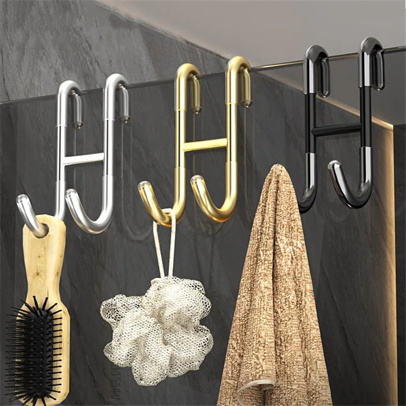 

Bathroom glass partition hook 304 stainless steel perforated double S hook clothes hook