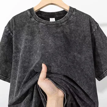 Men's Summer T-shirt 230G Heavy Cotton Vintage Washed T-Shirts Oversized Short Sleeve Loose Streetwear Short Sleeve Tops Tee 1 Men's Summer T-shirt 230G Heavy Cotton Vintage Washed T-Shirts Oversized Short Sleeve Loose Streetwear Short Sleeve Tops Tee 1