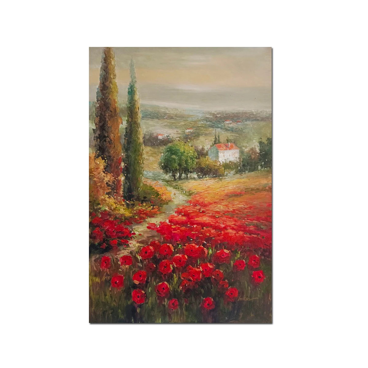 

Handpainted Classical IMPRESSIONISM Poppies Flowers Landscape Oil painting Reproduction On Canvas Wall Art Home Decor Artwork