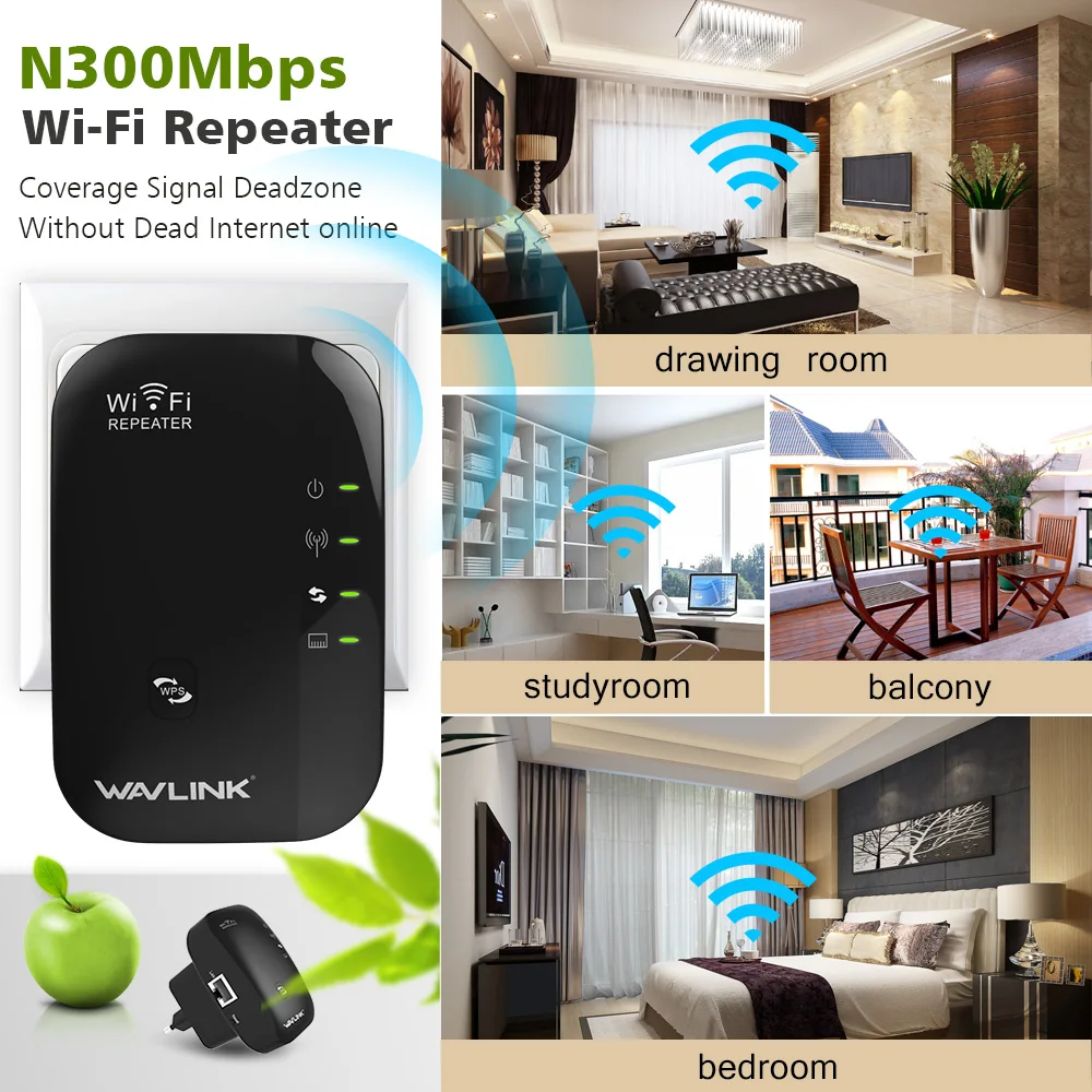 Wavlink-wireless Wifi Repetidor 2.4g 300mbps Wifi Extender Router Boost Cobertura Wifi Fácil Instalação Wall-plug Botão Wps ue - Imagem 4