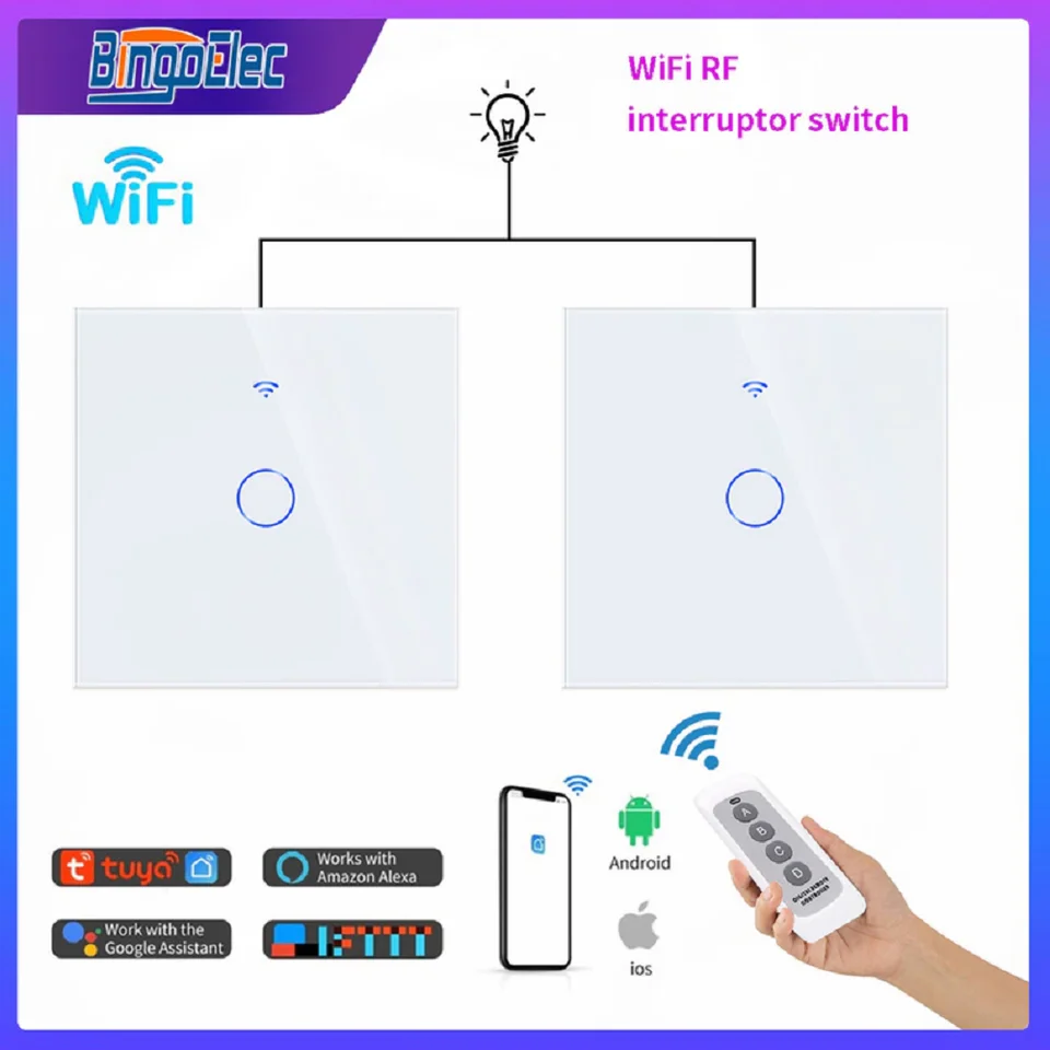 TUYA Smart Life APP WiFi Light Switch Socket EU Touch Panel Works w/Alexa  Google