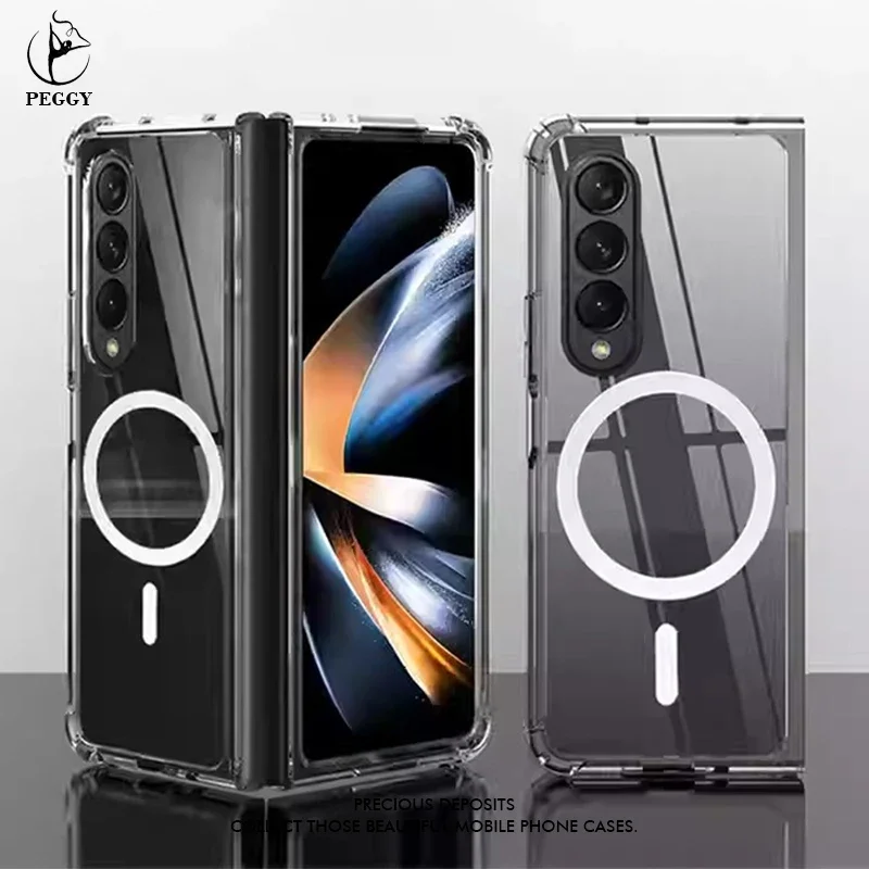 

Transparent Acrylic Phone Case for Samsung Galaxy Z Flip5 Fold5 Magnetic Shell S23 FE Ultra Plus Magsafe Wireless Charging Cover