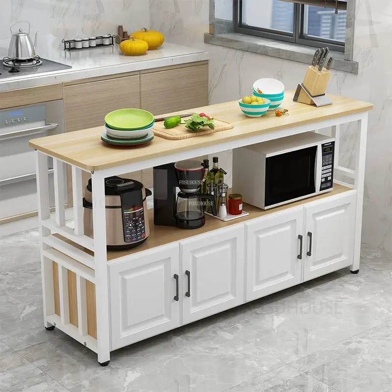 Modern Solid Wood Kitchen Cabinets Home Kitchen Furniture Creative Tableware Storage Cabinet Rack Multi-layer Kitchen Console N 4