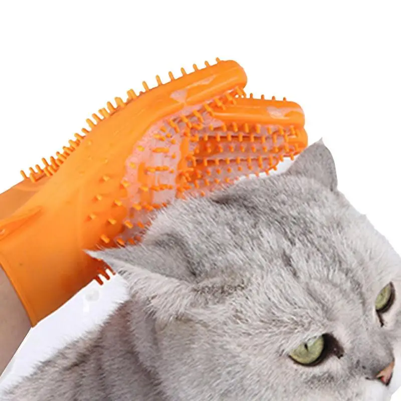 Pet Grooming Gloves Double Sides Cat Gloves For Grooming Pet Bathing Washing Hair Remover Brush Mitts For Cat Dog