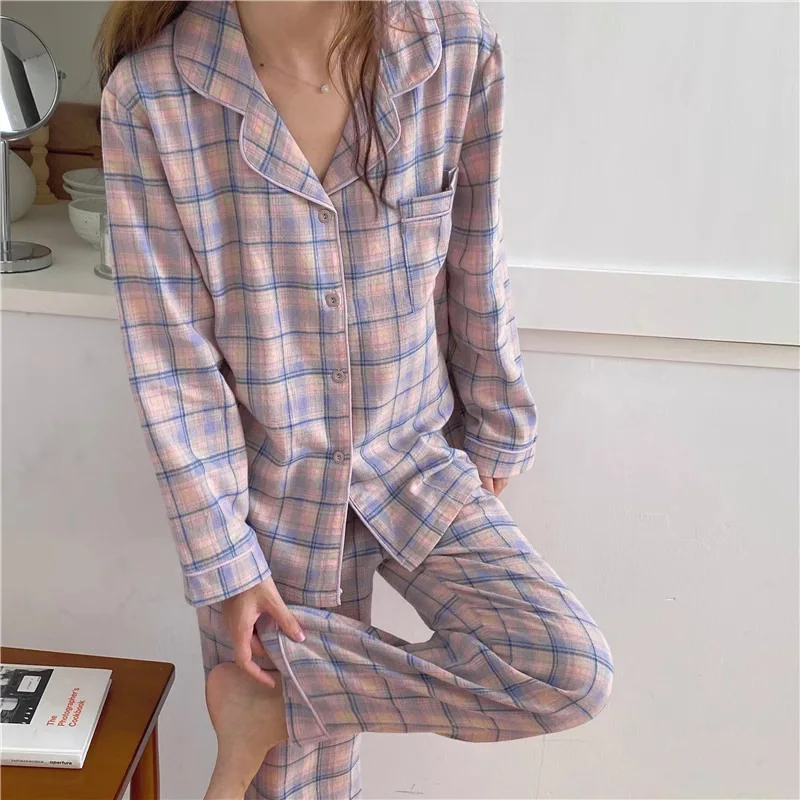 Pajama Sets Girls Pajamas Spring Autumn Thin Lapel Cardigan for Students