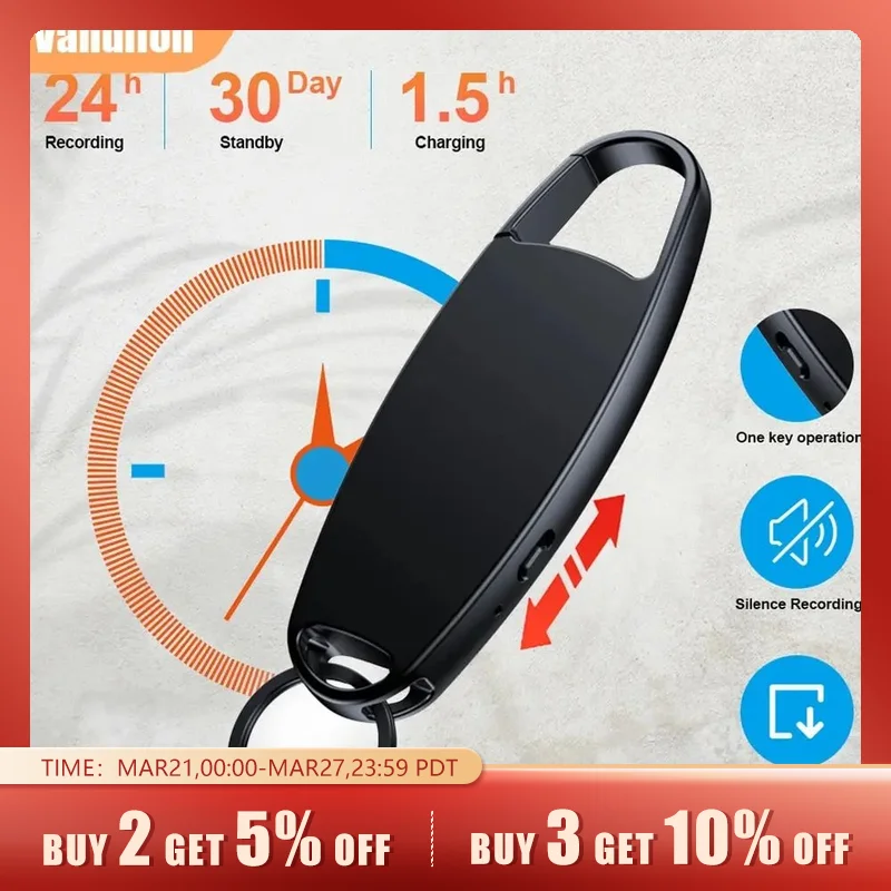 Vandlion V13 64G Registratore Audio Digitale Lettore Mp3 192Kbps Registrazione Hifi Ad Attivazione Vocale Dittafono Per Intervista In Classe