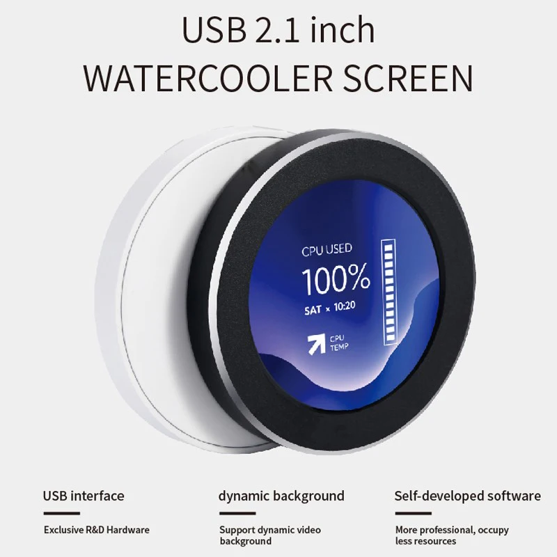 USB 2.1 Inch computer secondary screen 480x480 IPS Secondary Screen 2.1'' Round LCD for Desk PC CPU GPU RAM HDD Monitoring Freely AIDA64