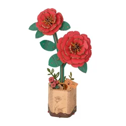 Exquisite 3D Wooden Puzzle Bouquet - Eternal Flowers Romantic Gift (TW031Red Camellia)