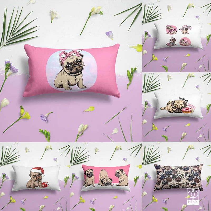 

Cute Pug Bulldog Sofa Decorative Cushion Covers Pillowcase for Living Room Personalized Polyester Pillow Case Home Decortion