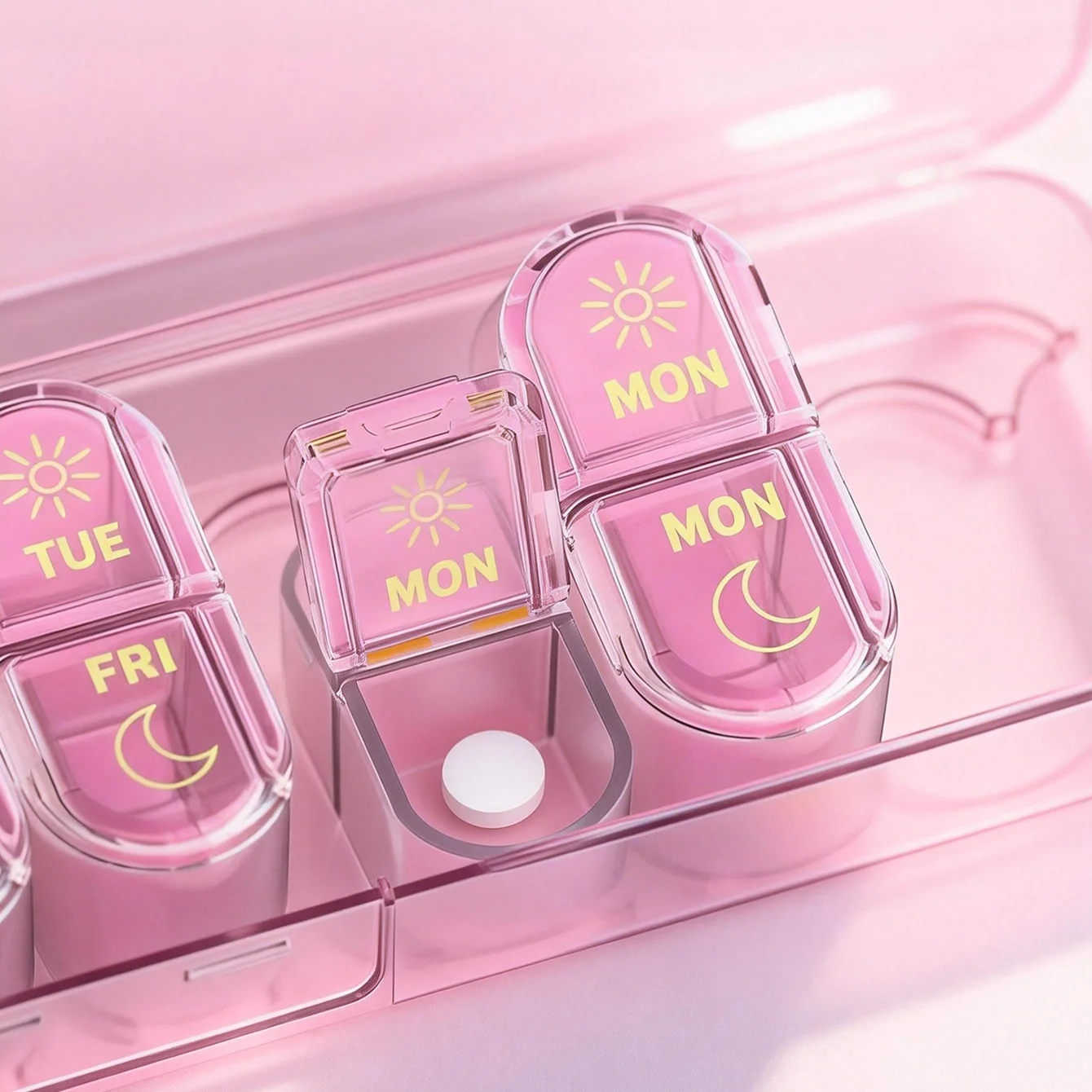 Compact 7-Day Daily Pill & Vitamin Organizer with Secure Compartments