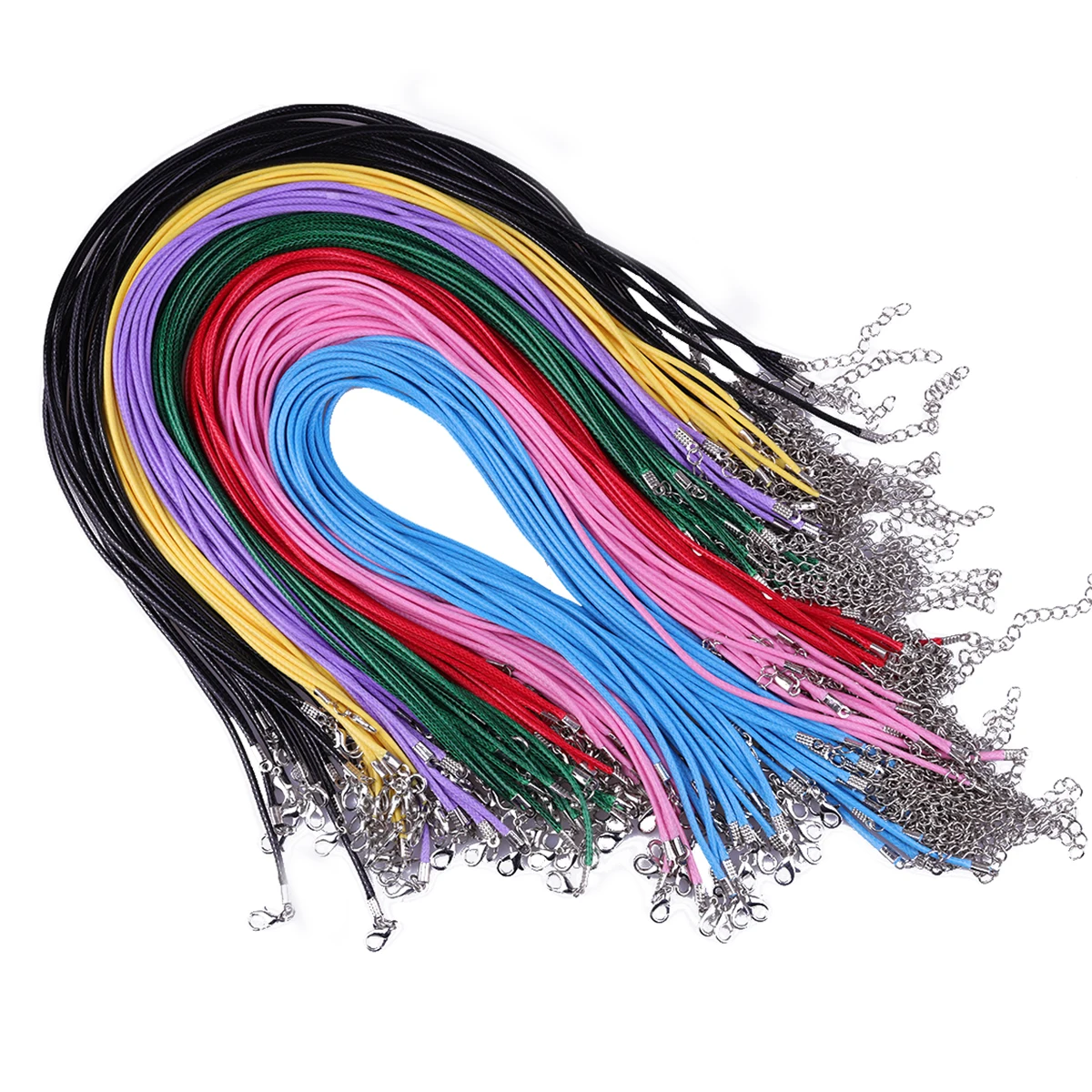 100PcsDiaLeatherCordNecklaceWithClaspAdjustableBraidedRopefor