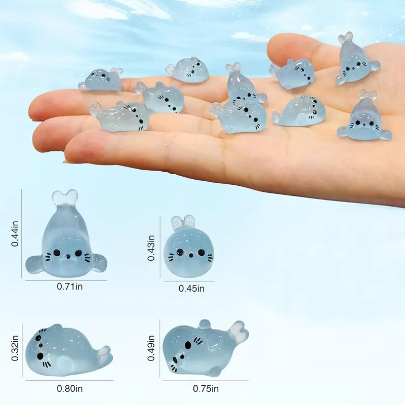 10/20 Pcs Glow in The Dark Mini Seal Figurines, Resin Sea Animals Miniatures, 4 Styles for DIY Craft Home Decoration Supplies - Image 3