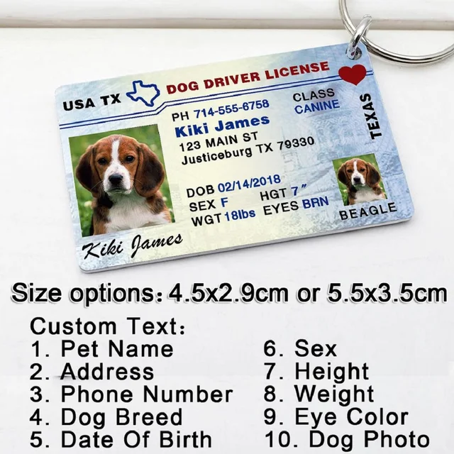 Personalized License Plate Pet Tags, Made in USA