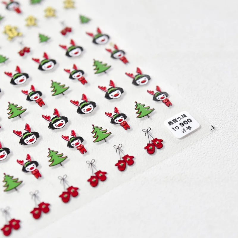 

[Meow.Sensei] Relief 900 Hot Adhesive Cute Nail Stickers Japanese Stickers 5d Nail Stickers Christmas