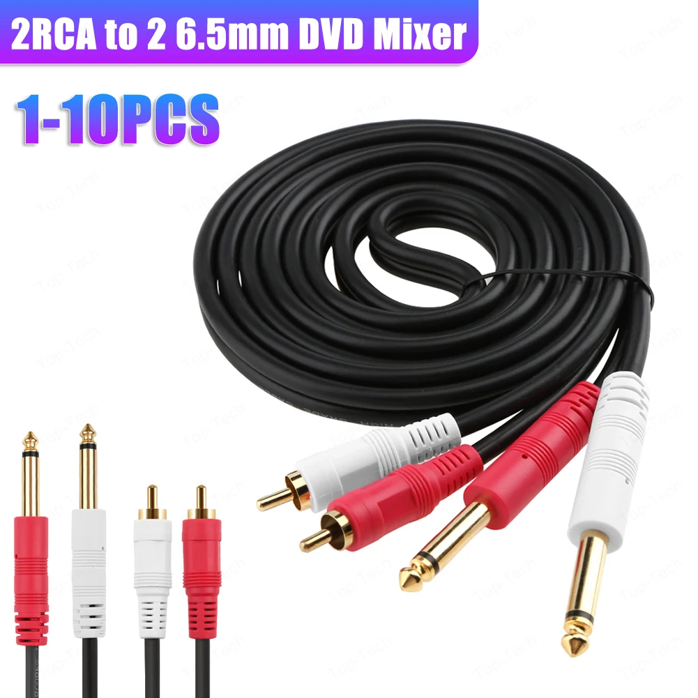 Cavo Audio Da 6,35 Mm A 2 RCA Maschio – Doppio TS A 2 RCA, 25 Cm, Per Amplificatori, Mixer E Hi-Fi