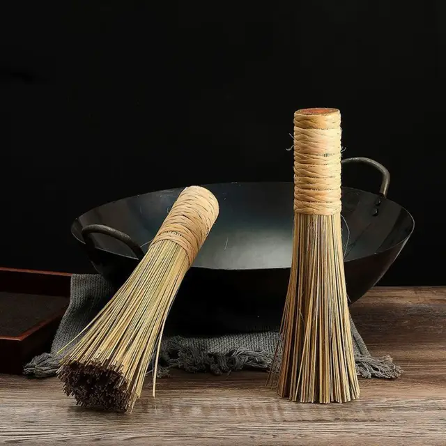 Cepillo Wok de limpieza, batidor de bambú tradicional, cepillos Wok, herramientas de cocina