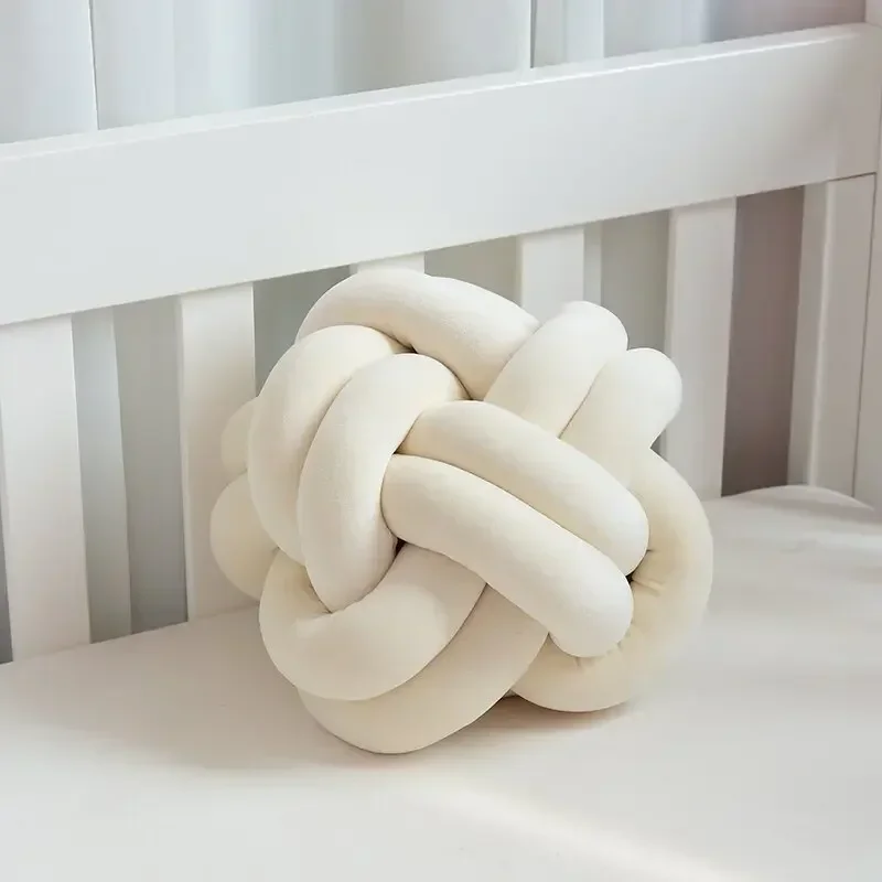Throw Plush Floor Pillow Lumbar Aesthetic Cushion for Home Room Sofa Car Office Decor Knot Ball Pillow Round Decorative Pillow 4