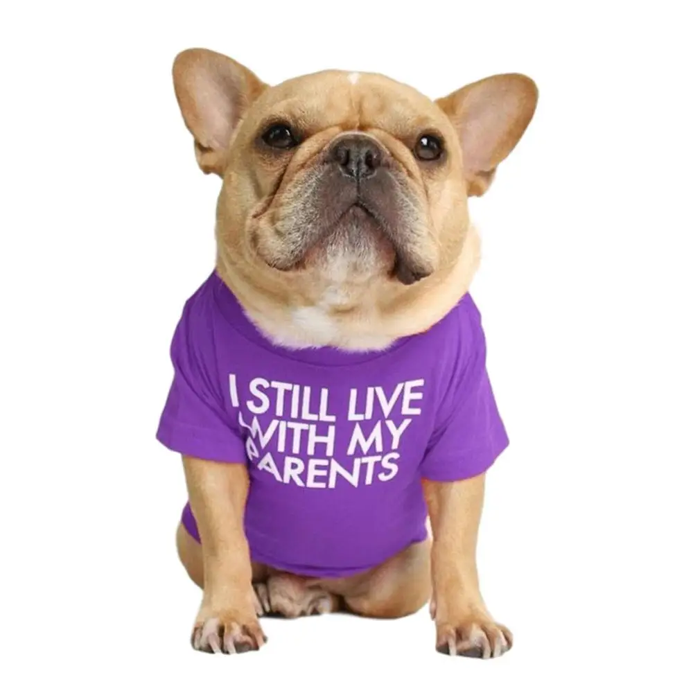 Dog Clothes Summer Spring Quality Breathable Pet Clothing Soft Letters Printed French Bulldog Clothes for Small Dogs T-shirt