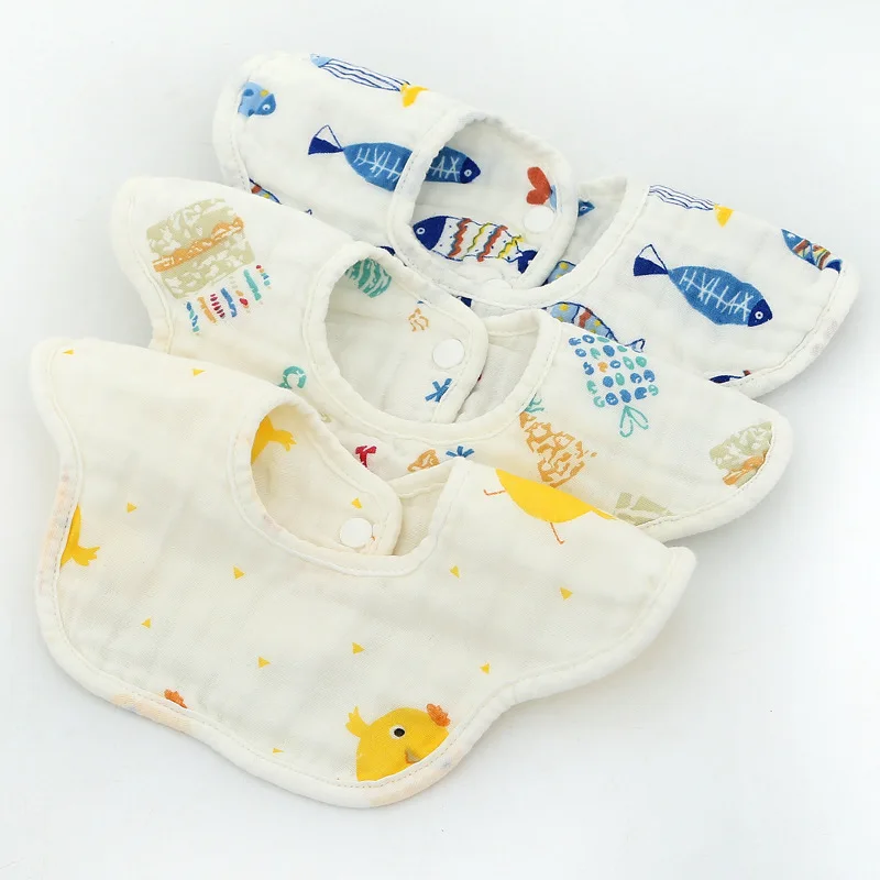 

Baby Six-layer Gauze Petals Bib Pleats Gauze Baby Saliva Towel Baby Bib Absorbent Two Strips