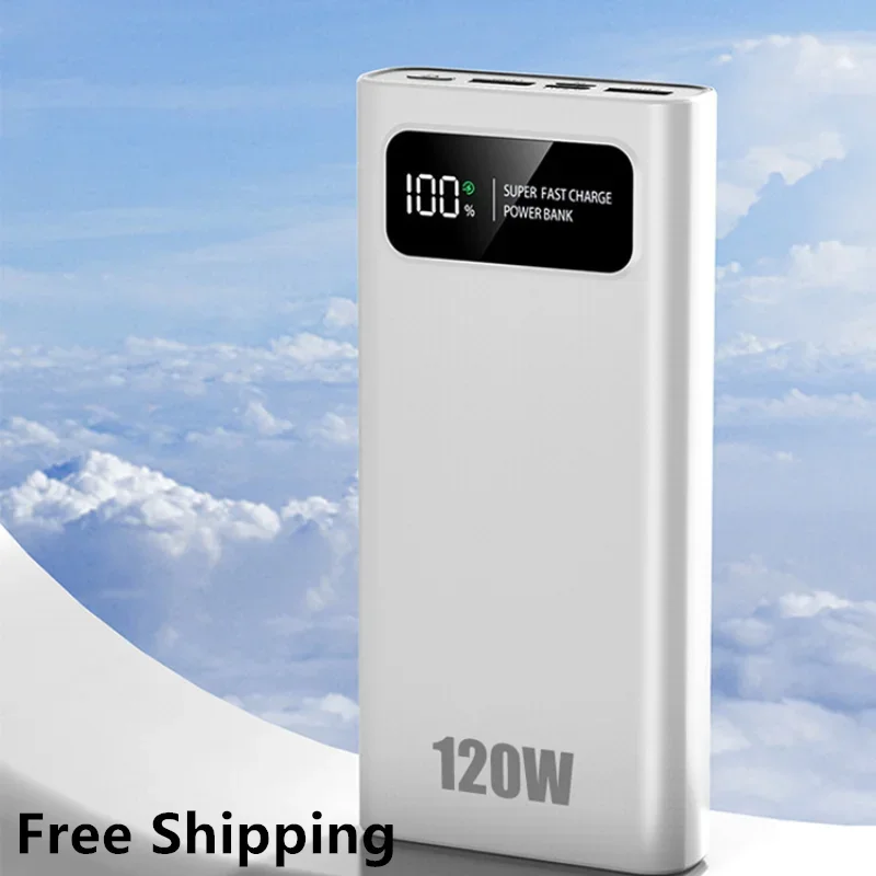 120W Fast Charging Power Bank 200000mAh Ultralarge Capacity Portable Digital Display External Battery For iPhone Samsung Xiaomi 6