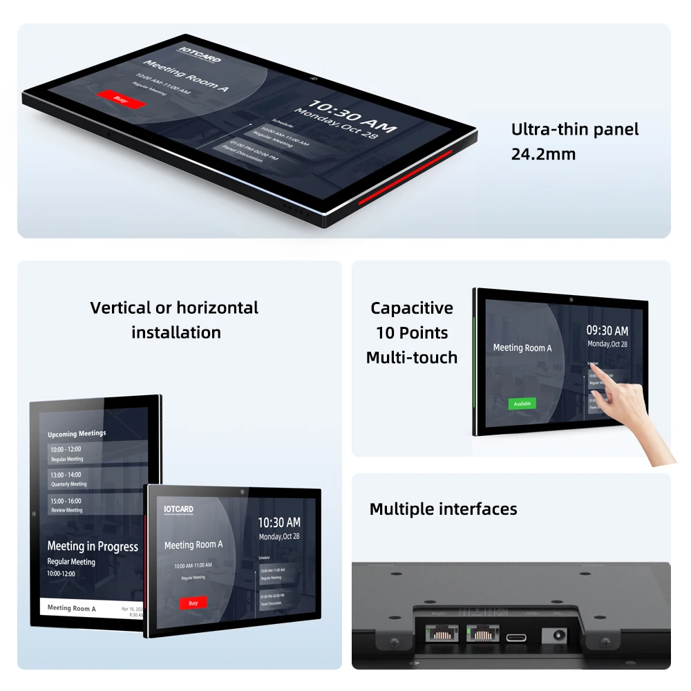 15.6 inch Scheduling Panel Meeting Room Tablet Conference Touch Display Offie schedular with LED Light Camera for Meeting Room