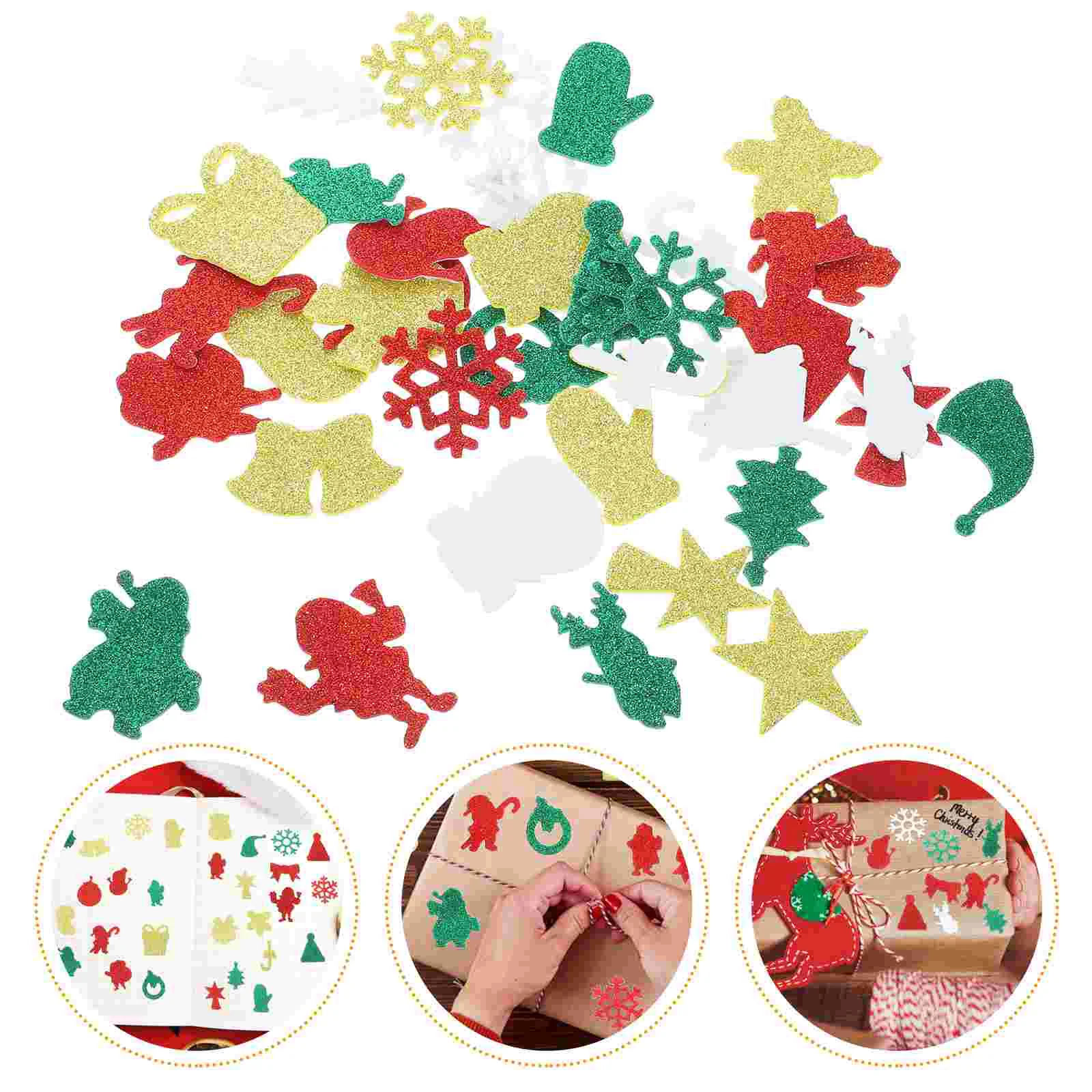 50 Pcs Christmas Bubble Stickers Craft Supplies Mix Holiday Foam Foams Decors for Crafts Adhesive Decals