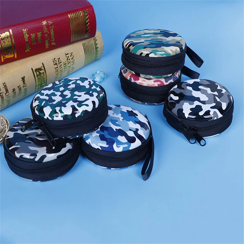 Tactical Camouflage Round Coin Purse Mini Pouch Key Wallet Holder Keychain Women Men Zipper Pocket Outdoor Key Storage Money Bag