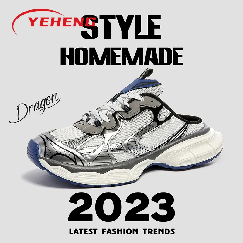 

Mens Women Designer Chunky Casual Thick Sole Dad Mules Slides Slippers Sport Half Shoes Trainers Tennis Running Sneakers for Men