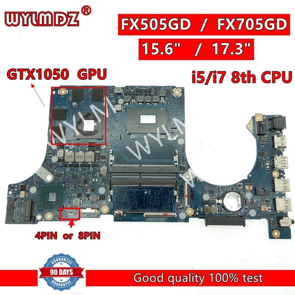 

FX505GD i5 i7-8th Gen CPU GTX1050 Laptop Motherboard For Asus FX505GE FX505GD FX705GD FX705GE FX705 FX86F Mainboard