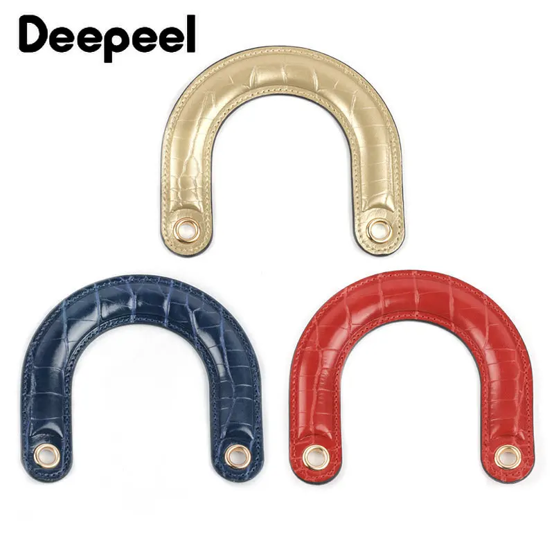 2/4Pcs Deepeel 11*12cm New PU Leather Arch Bags Handle U-type Metal Buckle Handbag Colored Handles DIY Replaceable Bag Accessory