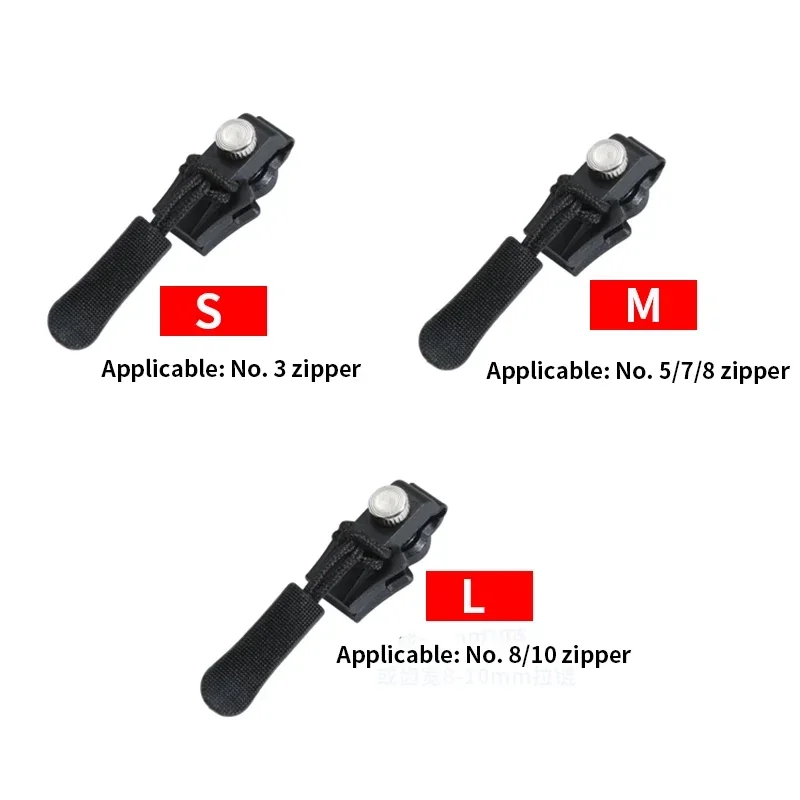Universal Zipper Repair Kit Quick Instant Detachable Zipper Head Replacement Zipper Slider Pull for Jacket Bags Coat Free Sewing