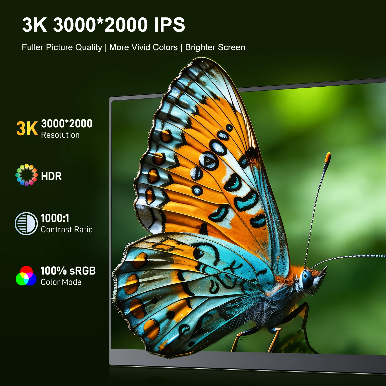 14인치 휴대용 모니터 3K 3000x2000P HDMI Type-C 포트 Mac OS PS5 노트북 게임용 외부 디스플레이 여러 장치와 호환 가능