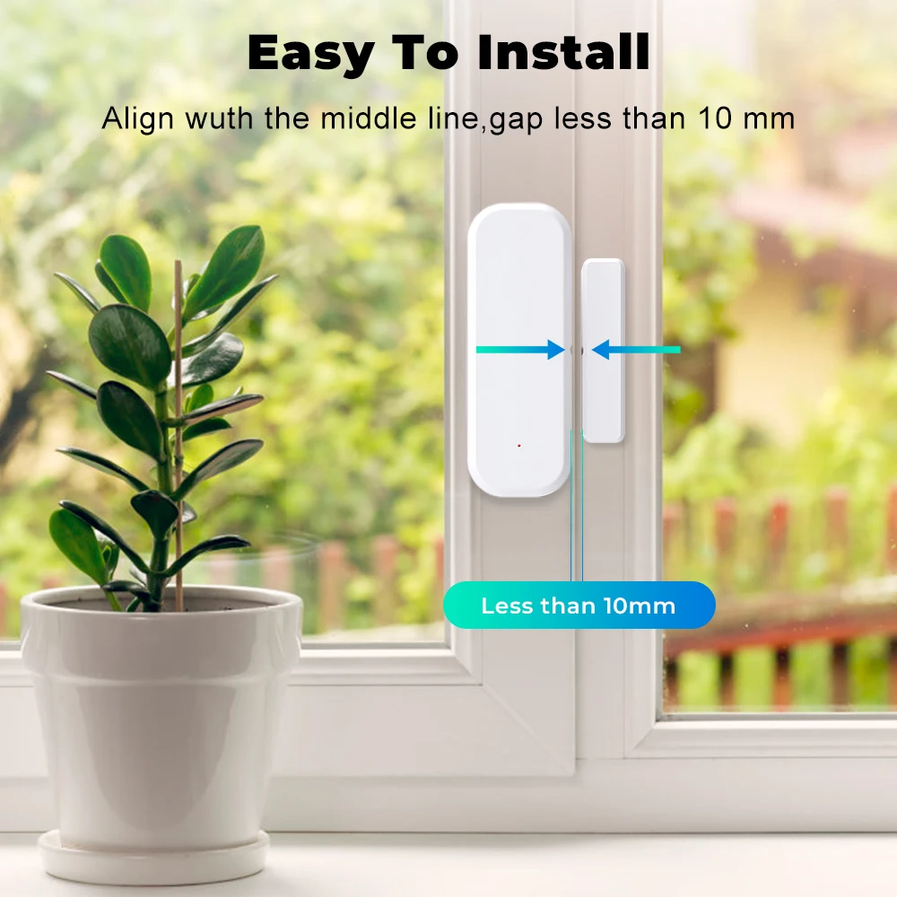 Smart WiFi Door Window Sensor - Home Security Alarm System & Open/Closed Detectors