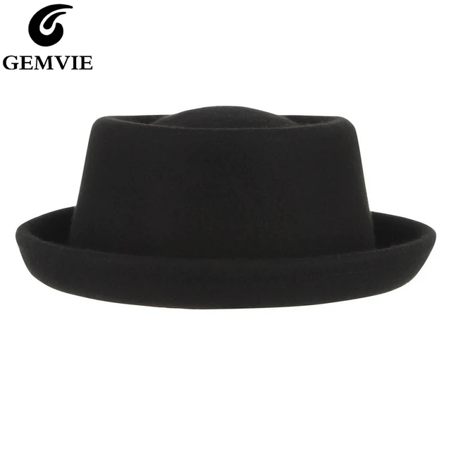 GEMVIE Classic 100% Wool Soft Felt Pork Pie Hat Fedora for Men Women Autumn Winter Wool Hat Curved Brim Men Dress Hats 1