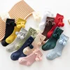 1 Pair Winter Kawaii Baby Stockings Cotton British Princess Knee High Long Bow Pom Tube Socks for Girls Knitted Sock for 0-4Year 1