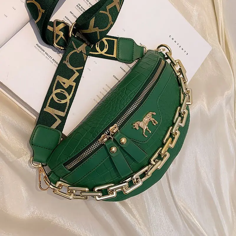 Chain Women's Fanny Pack Plaid leather Waist Bag Shoulder Crossbody Chest Bags Luxury Designer Handbags Female Belt Bag