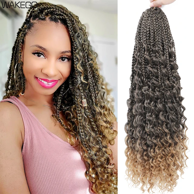 Wakego Goddess Box Braids With Curly Ends Crochet Hair 14 24 Inches 3X Crochet  Braids Box