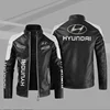 HYUNDAI Logo  Fleece Fur Leather Jacket Men Winter Fashion Zipper Straight Hem Formal Casual Coats Bomber Leather Jacket 4