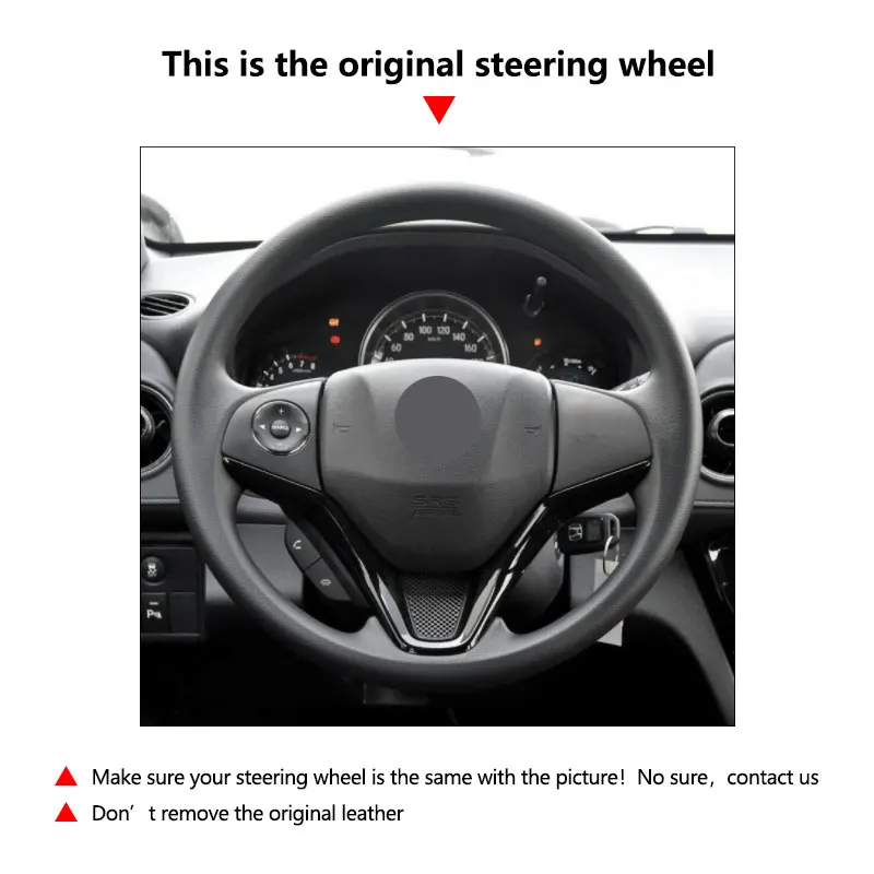 Braids on Steering Wheel For Honda Fit City Jazz 2014 2015 HRV HR-V 2016 Vezel 2015-2017 XRV Car Steering Wheel Leather Cover