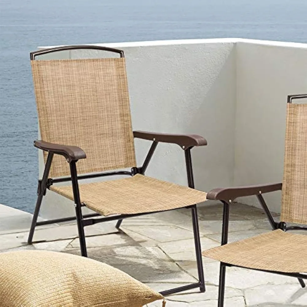 Patio Folding Chair Deck Sling Chair Camping Garden Pool Beach Using Chairs Space Saving Set of 2