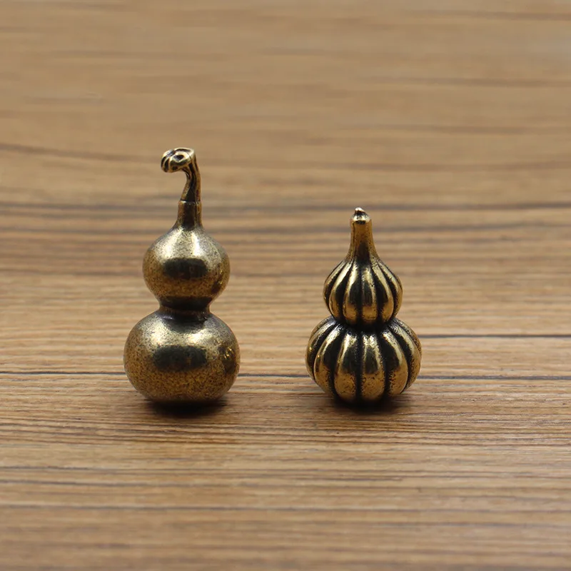 Ottone Solido Creativo Zucca Di Loto Portachiavi Per Auto Ottone Vintage Zucca Zucca Ciondolo Souvenir Accessori Miniature Statuetta In Metallo