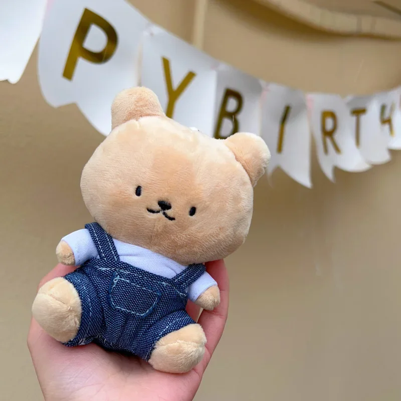 

12cm Cartoon Kawaii Bib Pants Bear Plush Doll Keychain Cute Animal Plush Toy Fashion Backpack Charm Couple Doll Birthday Gift