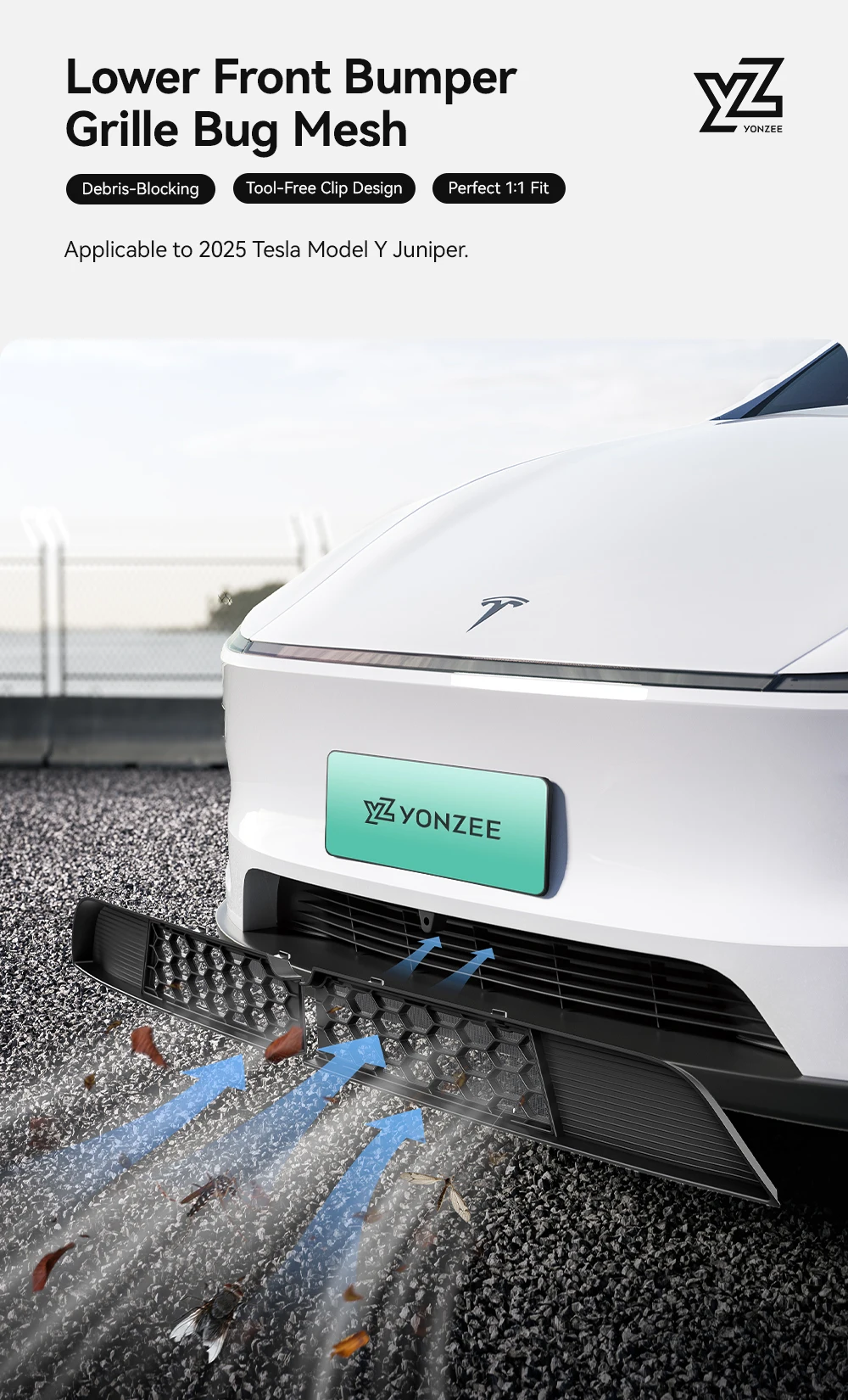 YZ Auto Insektenschutz Frontgitter für Tesla Model Y/YL Juniper 25-26 Lufteinlass Lüftungsgitter Schutzabdeckung – Detail 1