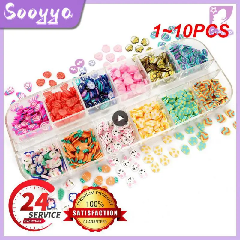 

1~10PCS Easter Eggs Polymer Clay Slices Slimes Nail Sequins Manicure 3D Flakes Easter Bunny Design Nail Art Decorations