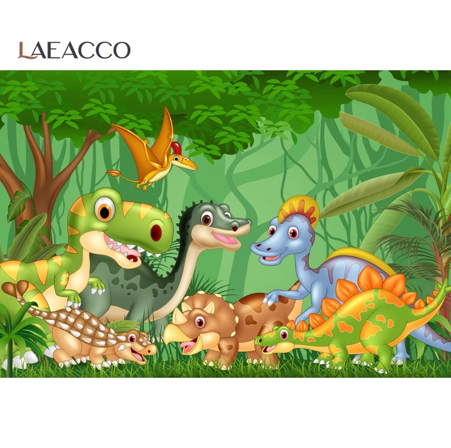 Dinosaurier Fotohintergrund 2.1x1.5m - Dino Thema Geburtstag Party Dekoration