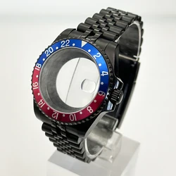 Sleek Black Watch Case with Carbon Fiber Bezel and Sapphire Mirror - NH34 35 36 38 (TOP - 51)