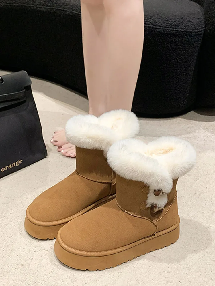 

Lolita Boots Round Toe Boots-Women Australia Clogs Platform Female Shoes Flat Heel Winter Footwear 2023 Leather Med Snow