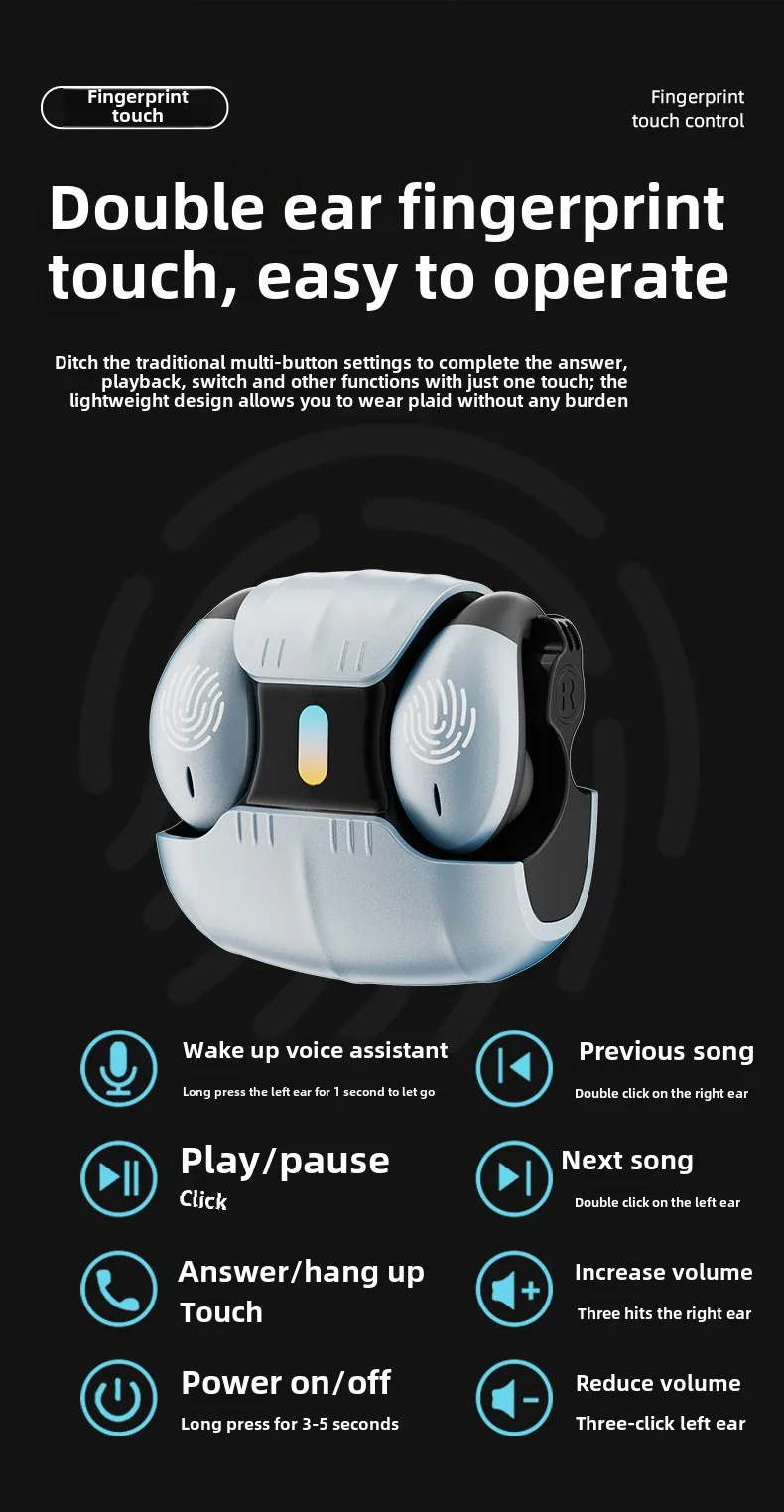 New OWS bone conduction clip ear type ultra-long standby painless ear sports mus
