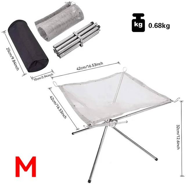 Könnyen Hordozható Kültéri Tűzhely, Összeomló Acélháló Kandalló - Kiváló Kempinghez, Hátsó Udvarhoz És Kerthez Hordozó Táska - Image 2